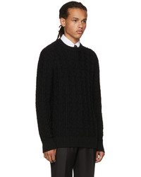 Brioni Black Cable Knit Crewneck Sweater