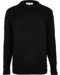 River Island Black Cable Knit High Neck Sweater