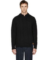Kolor Black Cable Knit Wool Sweater