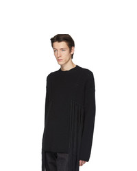 Jil Sander Black Rib Knit Fringe Sweater