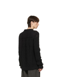 Paul Smith Black Virgin Wool Cable Knit Sweater