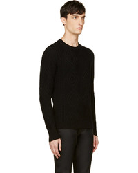 Versus Black Wool Cable Knit Sweater
