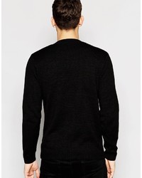 Asos Brand Cable Knit Sweater In Black