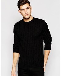 Asos Brand Cable Knit Sweater In Black