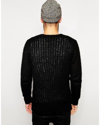 Asos Brand Cable Sweater In Brushed Texture