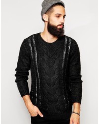 Asos Brand Cable Sweater In Brushed Texture