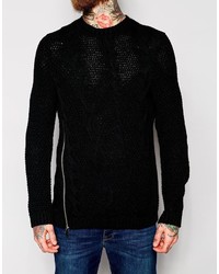 Asos Brand Cable Sweater With Zip