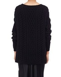 Nili Lotan Cable Knit Boyfriend Sweater Black