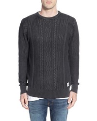 Bellfield Cable Knit Cotton Crewneck Sweater