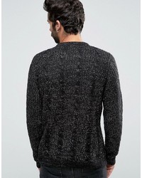 Pull&Bear Cable Knit Sweater In Black