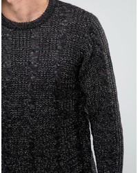 Pull&Bear Cable Knit Sweater In Black