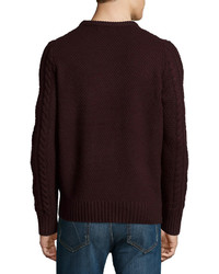 Vince Cable Knit Wool Pullover Sweater Black Cherry