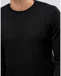 Asos Cable Sweater In Black