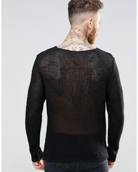Asos Cable Sweater In Mesh
