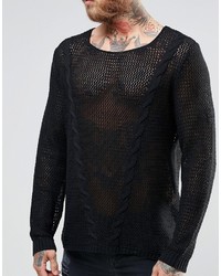 Asos Cable Sweater In Mesh