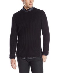 Calvin Klein Cotton Acrylic Engineered Rib Zipper Crew Neck Sweater