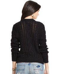 Denim & Supply Ralph Lauren Distressed Cable Knit Sweater