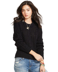 Denim & Supply Ralph Lauren Distressed Cable Knit Sweater