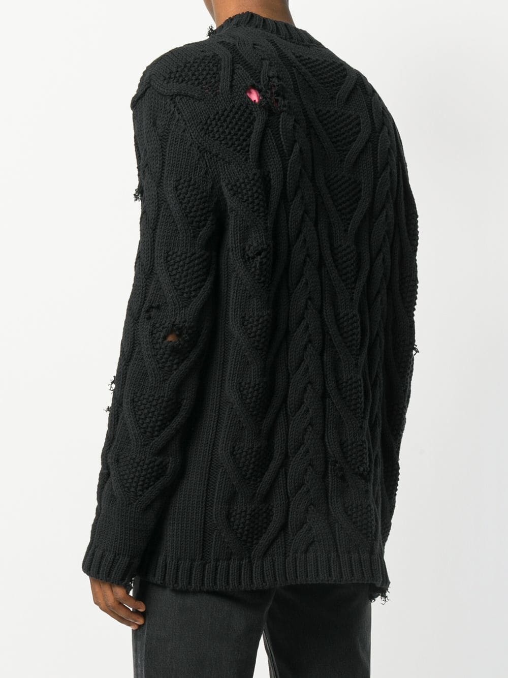 Palm Angels Distressed Cable Knit Sweater, $525