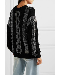 Alexander Wang Embellished Cutout Cable Knit Sweater