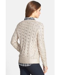 Halogen Foiled Cable Knit Sweater