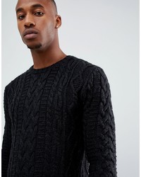 ASOS DESIGN Heavyweight Cable Knit Jumper In Black