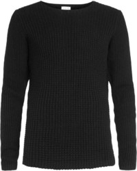 Selected Homme Black Ribbed Crew Sweater