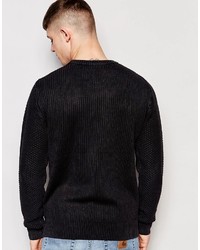 Bellfield Knit Sweater Enzyme Wash Multi Cable Cotton Knit