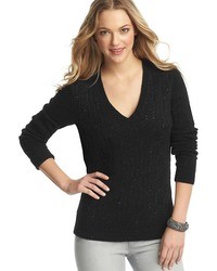 LOFT Sequin Cable Sweater
