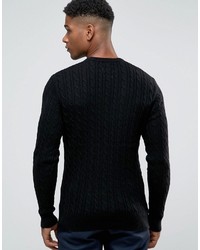 Jack Wills Merino Sweater In Cable Black