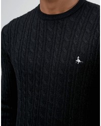 Jack Wills Merino Sweater In Cable Black