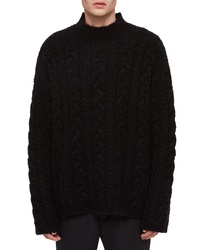 AllSaints Oversize Cable Wool Blend Funnel Neck Sweater