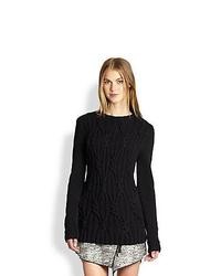 Rachel Zoe Felix Split Back Cable Knit Sweater Black, $350 | Saks Fifth ...