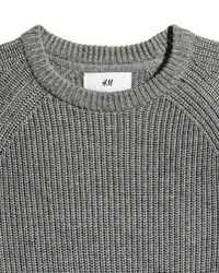 H&M Rib Knit Wool Blend Sweater Gray