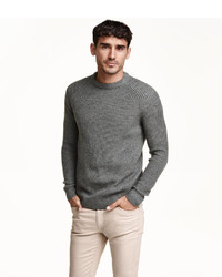 H&M Rib Knit Wool Blend Sweater Gray