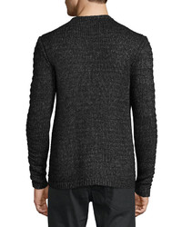 John Varvatos Star Usa Cable Knit Crewneck Sweater Black
