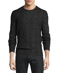 John Varvatos Star Usa Cable Knit Crewneck Sweater Black