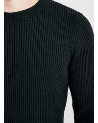 Topman Black Rib Crew Neck Sweater