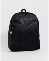 ASOS DESIGN Backpack In Black Camo Print And Mesh Pocket