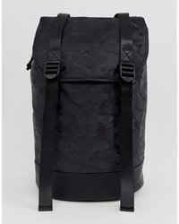 ASOS DESIGN Backpack In Black Camo With Double Straps