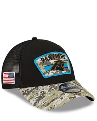 New Era Blackcamo Carolina Panthers 2021 Salute To Service Trucker 9forty Snapback Adjustable Hat At Nordstrom