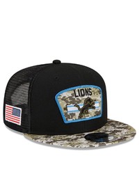 New Era Blackcamo Detroit Lions 2021 Salute To Service Trucker 9fifty Snapback Adjustable Hat At Nordstrom