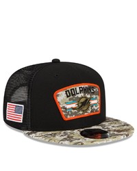 New Era Blackcamo Miami Dolphins 2021 Salute To Service Trucker 9fifty Snapback Adjustable Hat At Nordstrom