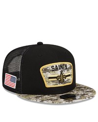 New Era Blackcamo New Orleans Saints 2021 Salute To Service Trucker 9fifty Snapback Adjustable Hat At Nordstrom