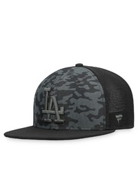 FANATICS Branded Black Los Angeles Dodgers Camo Mesh Snapback Hat