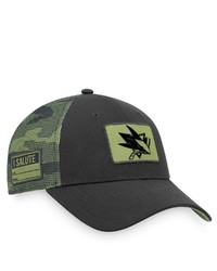 FANATICS Branded Blackcamo San Jose Sharks Military Appreciation Adjustable Hat At Nordstrom