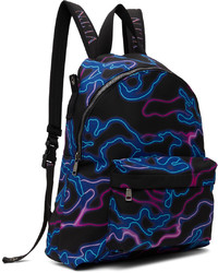 Valentino Garavani Black Neon Camou Backpack