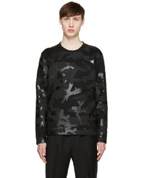 Valentino Black Neoprene Camouflage Sweatshirt