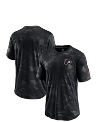 FANATICS Branded Black Philadelphia Flyers Authentic Pro Locker Room Camo T Shirt