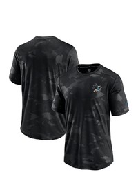 FANATICS Branded Black San Jose Sharks Authentic Pro Locker Room Camo T Shirt